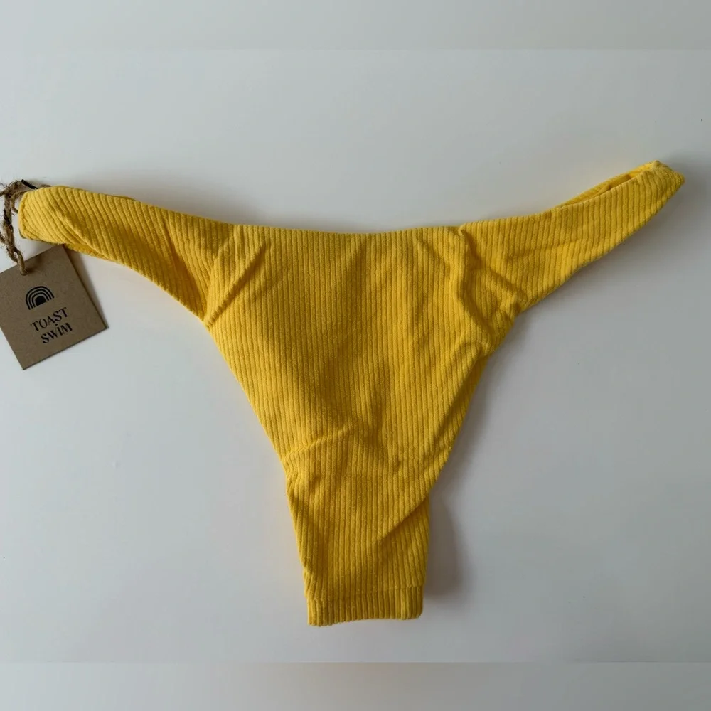 NWT Free People x Toast Swim Ribbed High Hip Bikini Bottom Sunset Rib Small - Picture 9 of 12